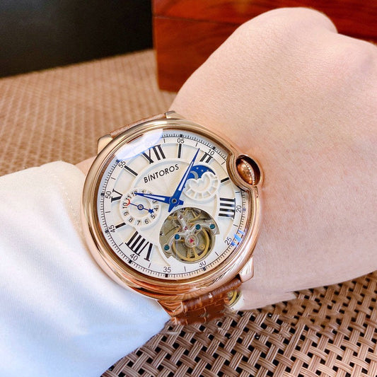 Tourbillon Lumineux: Montre Mécanique Grand Cadran pour Homme